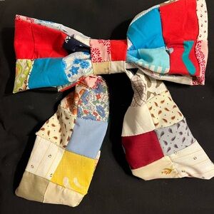 Antique Fabric Quilted Bow- 13” x 11”
